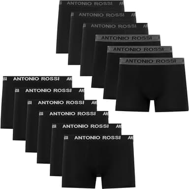 ANTONIO ROSSI (lot de 12) boxers ajustés pour hommes Fitted Hipsters, Noir, XL