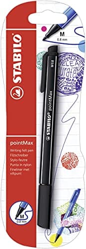 STABILO pointMax - Stylo feutre - blister x 1 feutre d'écriture pointe moyenne 0,8 mm - noir