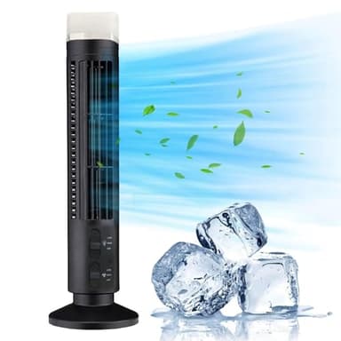HURRISE Ventilateur Tour sans Pales, Ventilateurs Oscillants, Ventilateurs Debout pour l'intérieur, Oscillant à 90 Degrés, Silencieux, Portable, USB, Ventilateur de Bureau avec Lumière