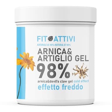 Gel Forte à l'Arnica 98% effet froid 550 ml avec Griffe du Diable, Vitamine E et Camphre, Gel de massage idéal pour les douleurs articulaires, 100% BIO Ingrédients Made in Italy - FITOATTIVI