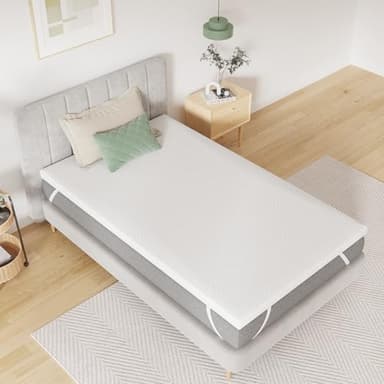 Novilla Surmatelas 80x190, 7.5CM Surmatelas en Mousse de confort, Certifié Sûr et Fiable par CertiPUR-US et Oeko-TEX, Absorbant et Respirant, Tissu Doux pour La Peau, Lavable