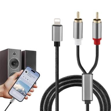 WZWZO RCA Cable Jack pour iphone, 1M Cable Auxiliaire Voiture pour iphone, Cab le Auxiliaire pour iph one, Cab le Vers RCA Audio, Ca ble Aux pour ip hone, Cab le pour ipho ne Vers Rca