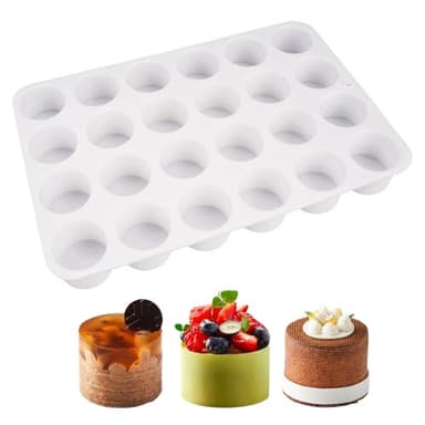 Xyvor Moules Cylindriques en Silicone à 24 cavités de 3 cm, Moule à Gâteau en Silicone en Forme de Cylindre, Moule silicone Rond, pour Cupcakes Biscuits Chocolat Mousse Cheesecake