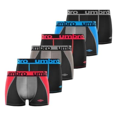 Umbro Boxer Homme Anti-Transpirant, Calecon Homme, Multi-Sport, Respirant (Lot de 6), Noir Taille XL