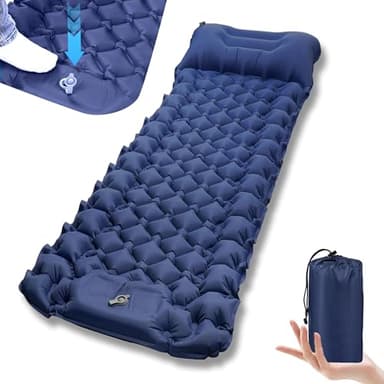 L.StarryIsland Matelas Camping Ultra léger avec Pompe à Pied & Oreiller, Matelas Autogonflant Imperméable, Matelas Trekking pour Camping, Voyage, Plage, Tente, Sac de Couchage, 198 * 68 * 8 CM