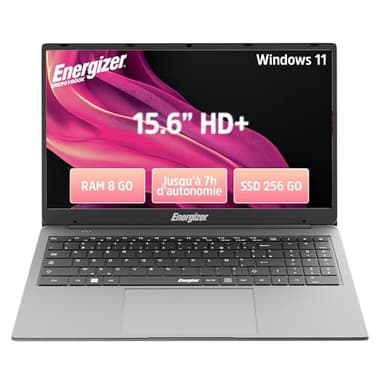 Energizer EnergyBook - Ordinateur Portable 15,6'' HD+ 8Go RAM, SSD 256 Go, PC Portable Intel Celeron,UHD Graphics, Windows 11, Laptop Gris, Clavier AZERTY (Français), USB3.0, HDMI