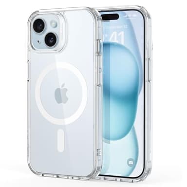 ESR Coque pour iPhone 15, Compatible avec MagSafe, Protection Antichoc Militaire, Anti-jaunissement, Dos Anti Rayures, Coque Magnétique pour iPhone 15, Série Classic, Transparente