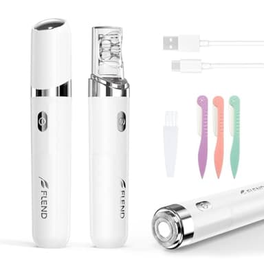Epilateur Visage Femme, 2 en 1 Epilateur Electrique Lumière LED Intégrée, Rechargeable, Indolore, Rasoir Femme pour L'épilation Des Racines Du Visage, Menton Et Lèvre Supérieure(Blanc)