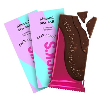 NICKS Chocolat noir amande-fleur de sel, Sans Sucres Ajouté, Barre Keto, Chocolat à faible teneur en glucides lowcarb, sans gluten et sans huile de palme (3x75g)