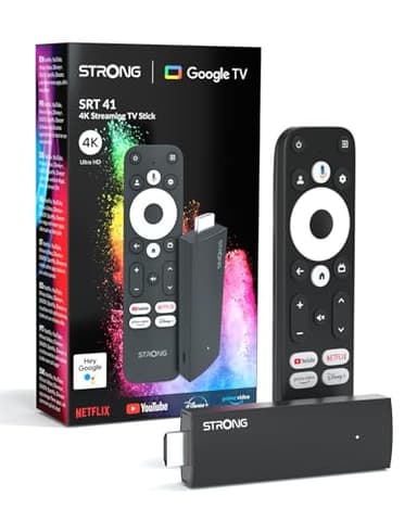 STRONG SRT41 Google TV Stick 4K UHD, Android 11, Wi-FI, Chromecast Intégré, Assistant Vocal Google, HDR10+, Dolby Audio & Dolby Vision, Netflix, Prime Video, Youtube, Disney+