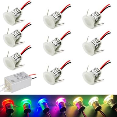 kpslucerna Lot de 9 mini spots LED encastrables - 1 W - En aluminium - 12 V - 1 W - Pour cuisine, escalier, armoire, couloir, bricolage - Rouge et bleu - Blanc - Cabinet de lumière (Bleu)