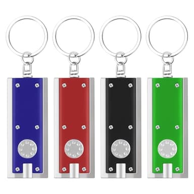 flintronic Mini Lampe de Poche Porte-Clés, Lot de 4 Lampe Torche LED Portable, Petite Porte-Clés Torcheen Aluminium,avec 12 Piles AAA, pour Extérieur, Camping, Randonnée, Urgences, Coupure de Courant