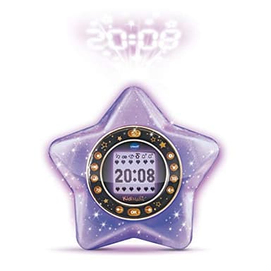 VTech - KidiMagic Starlight Violet, Radio Réveil Enfant 9 en 1, Étoile avec Effets Lumineux, Projection de l'Heure au Plafond, Enceinte, Jeux, Cadeau Enfant de 6 Ans à 12 Ans - Contenu en Français