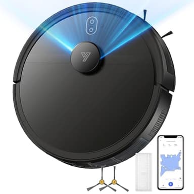 2025 Robot Aspirateur Cartographie Jusqu'à 4000 Pa, 2 en 1 Aspirateur Robot Laveur Navigation LiDAR, 120 Mins, WiFi/App/Voix, Évitement Intelligent d'obstacles Idéal Pour les Poils d'animaux, Noir