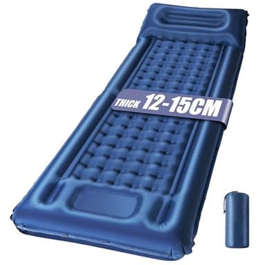 wulwun Matelas de Camping Auto-Gonflant, Matelas de Couchage Gonflable 12CM Épaisseur, Matelas de Camping Étanche Connectable Individuel avec Pompe Intégrée, Lit d'air Ultraléger pour Tente Voyage