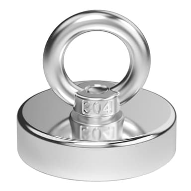 Magnetpro aimant néodyme force 200 kg nouvellement mis à jour, aimants puissants de diamètre 60 mm avec anneaux de levage puissants pour l'industrie et la science, pêche magnétique