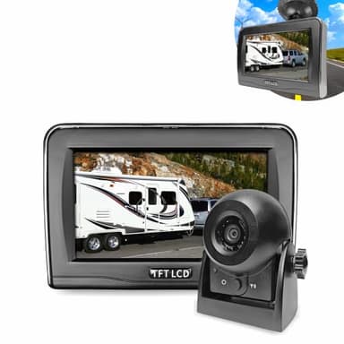 MHCABSR Caméra de recul sans fil avec écran LCD de 4,3 pouces, affichage arrière pour col de cygne, cheval, bateau, camping-car automobile