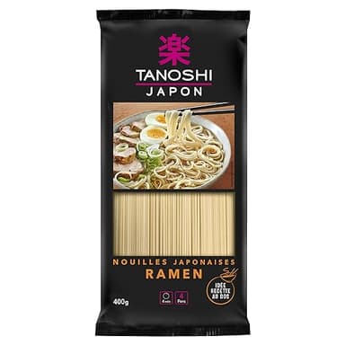 TANOSHI - Ramen à Cuire - Nouilles Japonaises - Pour 4 Personnes - Préparation en 4 min - 400 g