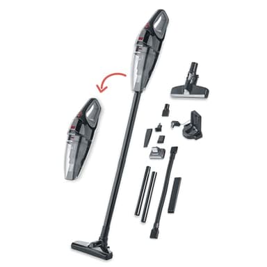 SEVERIN Aspirateur à main convertible Aspirateur balai sans fil avec éclairage LED, Autonomie de 50 min, Aspirateur sans fil avec brosse rotative, Fonction eau et poussières, HV 7147