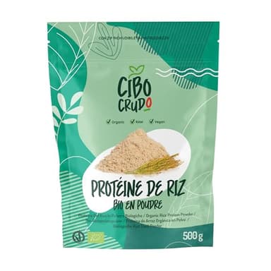 Protéines de Riz en Poudre Bio - 500g. Proteines Vegetales et Vegan. Proteine Sans Lactose Gluten et OGM 100% Naturelle. Source de Protéine Végan et Vegetale.