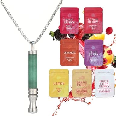 FIENZA Collier de respiration pour l'anxiété avec résistance, filtres intérieurs aromatisés, filtre à huile essentielle naturelle, collier de respiration pour soulager le (Green)