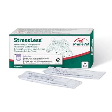 PRIMEVAL StressLess – Gel apaisant aux phéromones pour Cheval – Aliment complémentaire Naturel Anti-Stress à Base de phéromone apaisante Maternelle de Jument – sans Somnolence – 2 sachets de 5 ML