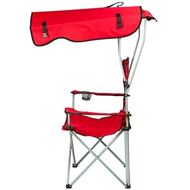 LANTUS Chaise de Camping Pliante avec Parasol, Fauteuil Camping Extérieur AVCE Poche, Porte-gobelets et Sac de Transport, Idéal pour Plage, Pêche, Barbecue, Pique-Nique-50 * 50 * 90/120CM-Rouge-1PC