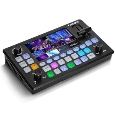 FoMaKo Video Mixer Switcher, Mélangeur Vidéo avec Écran 5.5 Pouces, 4-Canaux HDMI & USB3.0 pour Streaming Multi-Caméras, Enregistrez jusqu'à 1080p 60fps, pour Youtube OBS Streaming (KC601 Pro)