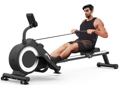 Rameur d'appartement Pliable avec écran LCD, Rameur Magnétique pour Gym à Domicile, Gain de Place, Adapté à L'entraînement du Corps Entier, Lisse et Calme