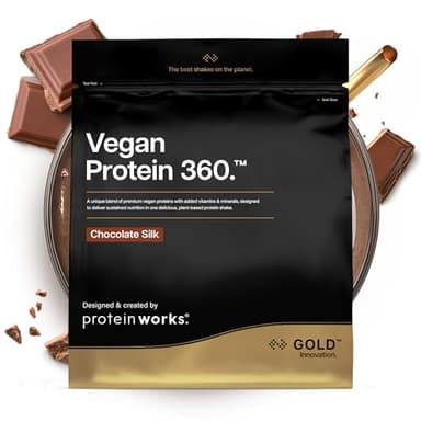 Protein Works | Vegan Protein 360 – GOLD Innovation, Protéine Végane, Mélange Multi-Protéines Premium 100% Végétal, Shake Faible en Gras & Calories, Chocolat Onctueux, 33 Portions, 1kg