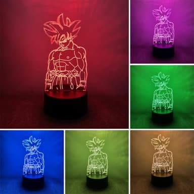 BIRBANN Lampe Goku, Lampe 3D Pour Enfants, Veilleuse LED Manga Contrôle Tactile Intelligent 7 Couleurs De Lumières Décoratives Variables, Adaptée À La Décoration Des Chambres De Garçons Et De Filles