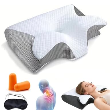 Générique Oreiller Apnée du Sommeil, Oreiller Anti Ronflement et Apnée Positionnelle, Coussin Ergonomique Cervical Mémoire de Forme pour Dormeurs de Côté, de Dos et sur Le Ventre (Gris)