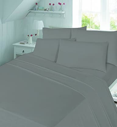 Rayyan Linen Drap-housse en flanelle thermique 100 % coton brossé doux et luxueux 25 cm de profondeur pour lit (Gris argenté, lot de 2 taies d'oreiller)