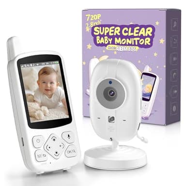 VSIFEHSO Babyphone Caméra 720P HD Babyphone Video à 2.8" Écran 2000mAh Caméra Bébé avec Vision Nocturne VOX 4X Zoom 8 Berceuses Réveil et Capteur de Température Pas de WiFi et APP
