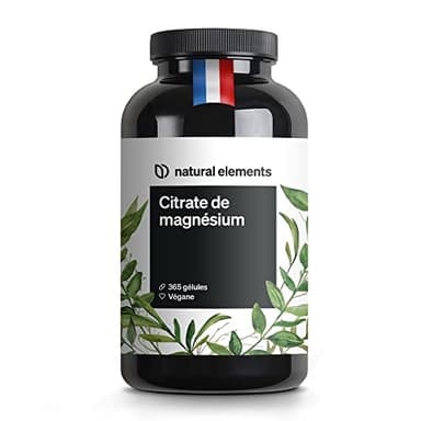 Citrate de Magnesium, 2320mg dont 360mg de Magnésium Élémentaire par Dose Journalière, 365 Capsules pour 6 Mois, Pour les Muscles, Os & Système Immunitaire*, Testé en Laboratoire
