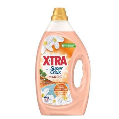 Miror Super Croix par X•Tra - Lessive Liquide - Maroc - Fleur d'Oranger & Lait d'Amande - Moment Evasion - Experience Sensorielle - Parfum Intense-Longue Durée - Efficace dès 20°C - 42 Lavages