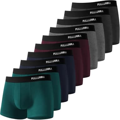Fullluwaa - Lot de 10 Boxers Homme Coton, Confortable et Doux - Ajustés, Ceinture Élastique Ultra - Souple