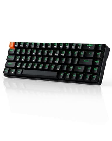 VidaTeco Clavier de Jeu Mécanique sans Fil, 60% Compact en Disposition QWERTY, Portable, Anti-Ghosting Touches Complètes, Économiseur d'Énergie, Interrupteurs Rouges, pour PC & Mac (K68 2000mAh)