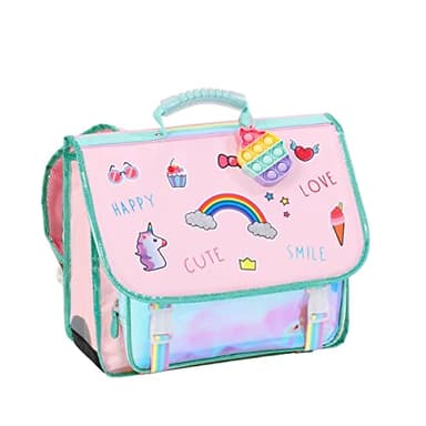 Viquel - Cartable Primaire Bubbles avec Pop-it - Cartable Fille Licorne 2 Compartiments - Rose Sac Scolaire Ergonomique avec Bandes réfléchissantes, Compartiments Multiples