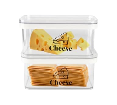ZoeQide Paquet de 2 Boîte à Fromage Pour Frigo,Anti Odeur Boîte de Rangement de Avec Couvercle - Pour les Morceaux et les Tranches de Fromage Cuisine,Sans BPA, 16.5 x 10 x 8 cm - Blanc