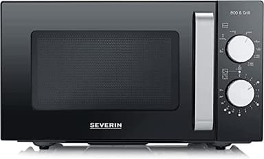 SEVERIN Four à micro-ondes gril 20 L, Four micro-onde avec fond plat en céramique, Micro-onde 9 niveaux de puissance jusqu'à 1 000 W, cuisson sur 2 niveaux, Noir/inox MW 7762