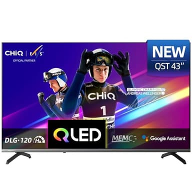 CHIQ L43QST 43 Pouces TV Smart Google TV QLED 2K UHD avec HDR10, ALLM&VRR pour Jeu, MEMC, Contrôle Vocal, Design Métallique Ultra-Fin, Dolby Audio, Wi-FI 2.4G/5G (Nouveau Modèle)