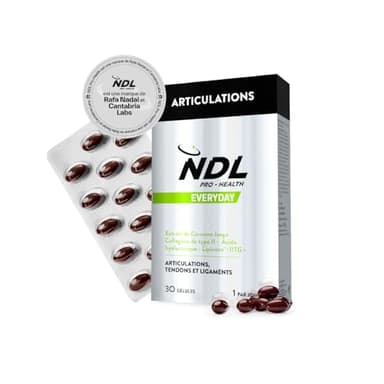 NDL Pro-Health Articulations - Collagène de Type II avec Acide Hyaluronique, Extrait de Curcuma et Vitamine C, qui contribue au bon fonctionnement des os et du cartilage - 30 gélules, by Rafa Nadal