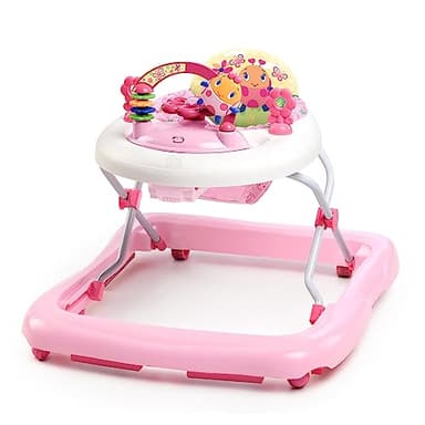 Bright Starts, Trotteur Bébé Pliable June Berry Delight, Station de Jeu Électronique Amovible avec Lumières et Mélodies, Hauteur Réglable, Rangement Facile, Rose, 6 Mois et Plus