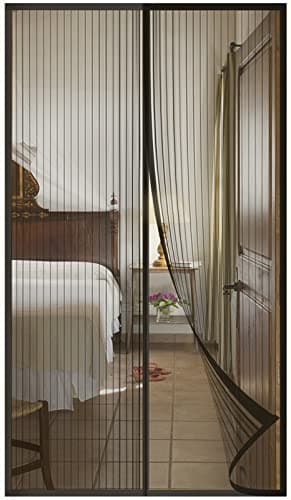 DIKER Moustiquaire Porte Fenetre Aimantée Magnetique, Rideaux Anti Mouches pour Porte, Rideaux Toile Insect Ecran,Moustiquaire Baie Vitree Coulissante,Magnétique Moustique Sans Perçage(120x210cm,noir)