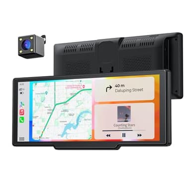 Krunia Écran CarPlay Portable sans Fil 8,1" 60 fps pour Apple CarPlay & Android Auto, mises à Jour OTA, caméra de recul, Mirror Link, Bluetooth, Commande vocale, Navigation GPS