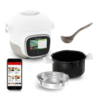 Moulinex Cookeo Touch Wifi Mini, Multicuiseur intelligent haute pression, 3 litres, 100 recettes intégrées et recettes gratuites via Wifi, écran tactile, YY5132FB, Blanc