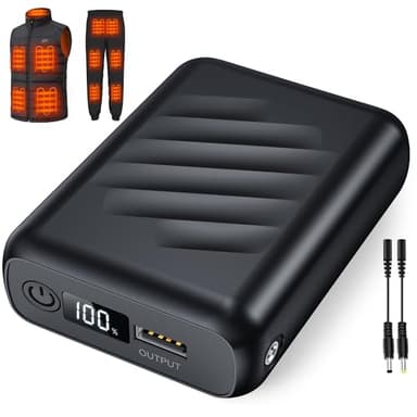 Sevdiea Batterie Veste Chauffante 7,4V 20000mAh, Rechargeable Batterie pour Gilet Chauffant Homme Femme avec écran LED, Portable des Batteries Externes pour Veste Chauffante avec Port DC/USB-A/USB-C