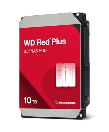 WD Red Plus 10TB NAS 3.5" Internal Hard Drive - 7200 RPM, SATA 6Gb/s, CMR, 512MB Cache