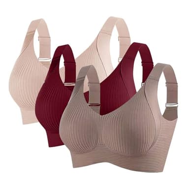 Lot De 3 Soutien Gorge sans Armature pour Femmes Push Up Anti-Affaissement Brassière Femme Poitrine Respirante Soutien-Gorge Grande Taille Classique Sports Lingerie Yoga Casual Bra Pas Cher